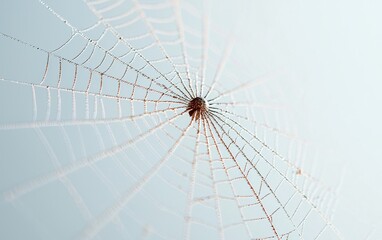 Poster - Delicate Spiderweb with Dew Drops