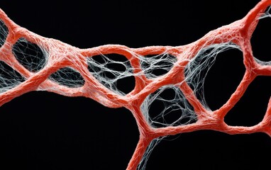 Poster - Abstract Red And White Network Structure