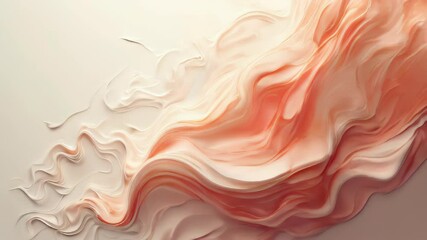 Poster - Abstract liquid wave design with soft pink and blue flowing satin texture and gold accents, creating a smooth and flowing pattern