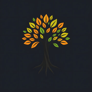 A digital illustration of a tree of life symbol, a root within a white background art illustration design