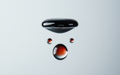 Poster - Abstract Red And Gray Liquid Drops