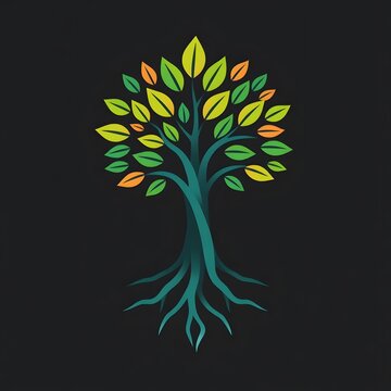 A digital illustration of a tree of life symbol, a root within a white background art illustration design