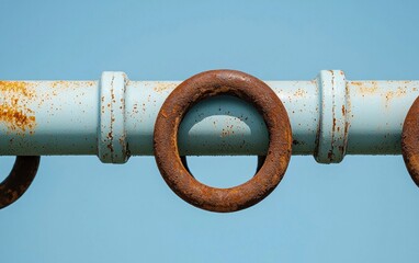 Poster - Rusty Rings on Blue Metal Pipe