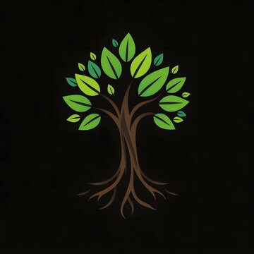A digital illustration of a tree of life symbol, a root within a white background art illustration design