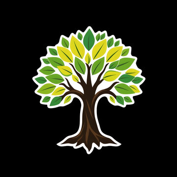 A digital illustration of a tree of life symbol, a root within a white background art illustration design