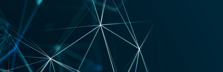 Leinwandbilder - Technology background. Honeycomb concept. Big data. Hexagonal space with connected dots and lines. 3d