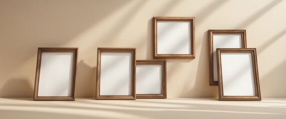 Wall Mural - retro realistic empty photo frame with shadow effect