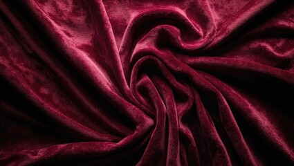 Poster - Red velvet fabric texture utilized as a background. Blank fabric backdrop of soft and smooth textile material. There is room for text.