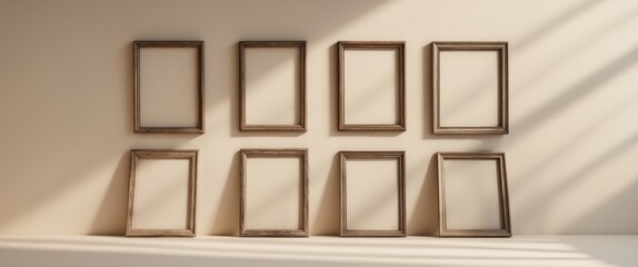 Wall Mural - retro realistic empty picture frame border featuring shadow effect