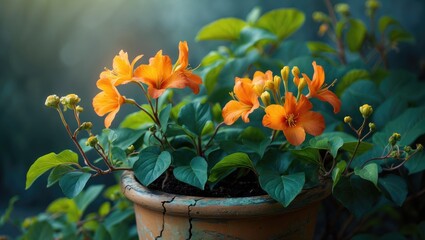 Poster - A delicate flower of beauty, unfolding like a soft secret. Gentle petals swaying in the breeze, a soothing melody of color. A lively burst of life, exuding joy and warmth. Charming and lovely.