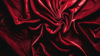 Poster - Crimson textured fabric background with wrinkles