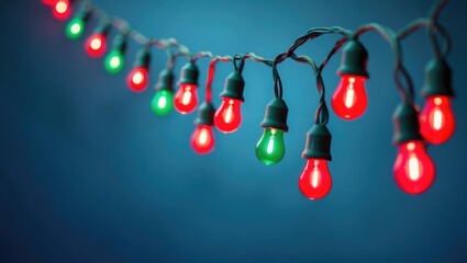 Poster - String of Christmas lights on background featuring copy space