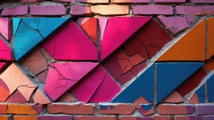 Poster - Colorful brick wall serving as a background, texture.