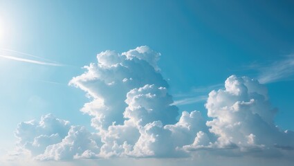 Wall Mural - Beautiful clouds in the spring season on a sunny day. Fluffy white clouds against a blue sky.