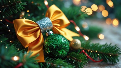 Poster - Close-up view of a tree with ornaments and decorations.