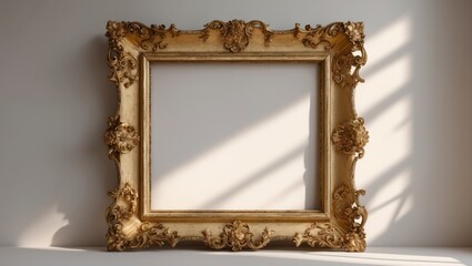 Poster - Ornamented, very old, gold-plated empty picture frame designed for displaying your photos.