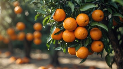 Aufkleber - Orange garden featuring oranges. Trees bearing fruits.