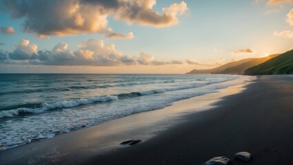 Poster - Panoramic view of the Stunning Sunset at the Oceanfront