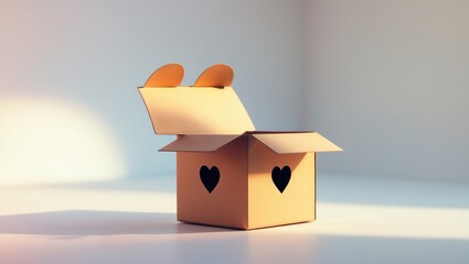 Poster - One isolated cardboard box on a white background