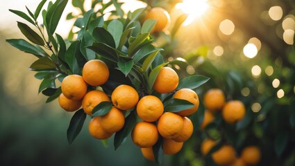 Aufkleber - Citrus tree with ripe oranges