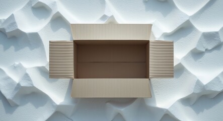 Poster - Open rectangular cardboard box without contents on a white background. Mockup for advertising and design.