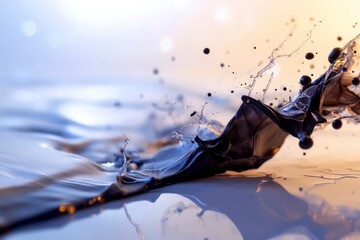 Poster - Dynamic Fluid Art: A captivating abstract composition of fluid dynamics unfolds, showcasing the interaction of liquid, color, and form, with an emphasis on movement and creative expression.