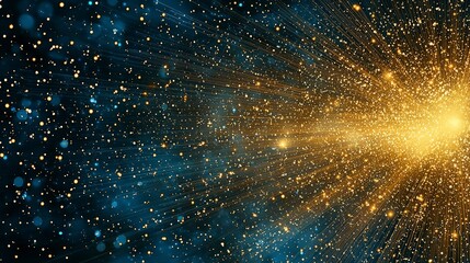 Poster - Celestial Burst of Energy: A radiant display of cosmic energy, a fusion of luminous gold and deep azure, bursting forth with dynamic, abstract power, evoking the boundless wonders of the universe.
