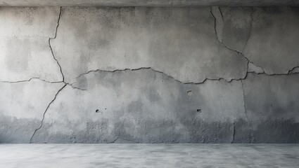 Poster - Panoramic backdrop - aged concrete wall featuring cracks