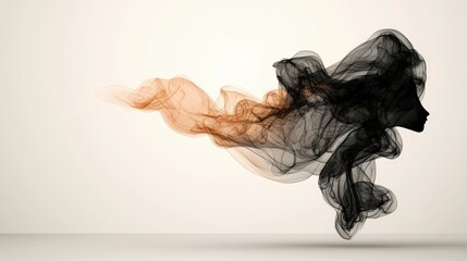 Poster - Abstract Smoke Flow: An artistic depiction of flowing smoke, where an ethereal, semi-transparent plume in shades of black and orange gracefully dances in the space.
