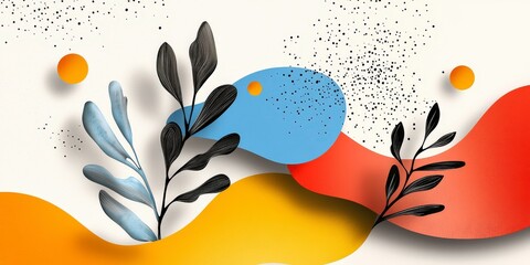 Poster - Abstract Composition: A captivating abstract composition, featuring dynamic shapes, vibrant colors, and organic elements, creating a harmonious blend of art and design.