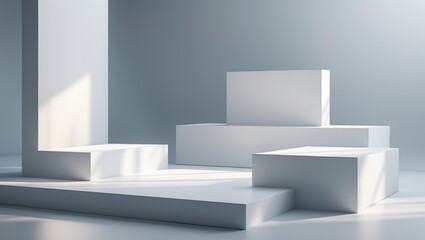 Aufkleber - Empty white abstract platform - table with space available for product placement and design ideas.