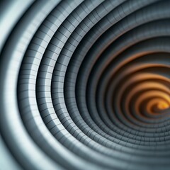 Poster - Abstract Tunnel: A captivating, abstract tunnel of metallic spirals, leading to a bright, golden core, creating a sense of depth and infinite journey.