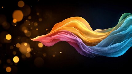 Poster - Chromatic Flow: An abstract composition of vibrant, flowing colors, creating a sense of movement and energy against a dark background.