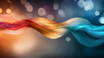 Poster - Abstract Flowing Color: A mesmerizing dance of vibrant colors, with fluid waves of orange and blue converging and intermingling, creating a sense of energy and harmony.