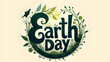 © Passionwith - Lush Foliage and Floral Accents Framing 'Earth Day' Text, Expressing Environmental Awareness, Nature's Beauty, and Global Sustainability. Ideal for Eco-Friendly Campaigns, Green Initiatives, Earth Day