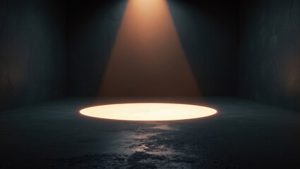 Aufkleber - Empty studio space with a dark room featuring spotlighting and smoke.