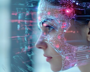 Poster - A futuristic AI assistant guiding researchers through advanced experiments.