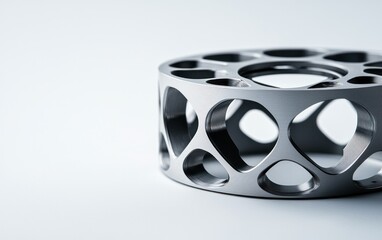 Poster - Silver Metallic Lattice Cylinder on White