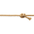 © Галина Броницкая - Rope tied with secure knot isolated on white background, symbolizing connection strength problem. Simple figure eight knot represents link bond challenge, single rope knot creating focal