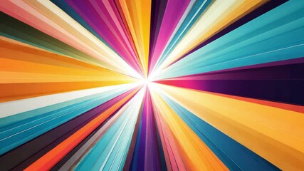 Poster - vibrant color explosion with dynamic light rays radiating from center, creating a mesmerizing abstra