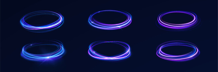 Poster - frame neon circle yellow blue black green vibrant banner abstract three-dimensional advertising back