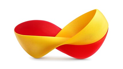 a three dimensional infinity shape with red and yellow colors