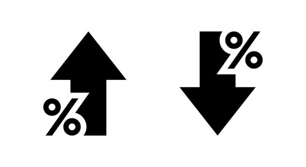 Poster - Percent up and down icon isolated on white background. Percentage arrow growth and decline sign symbol
