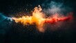 © Lensora - Vibrant, colored powder explosion with particles against dark backdrop