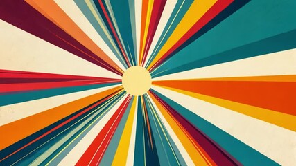 Poster - Vibrant Sunburst Pattern with Radiating Lines in Bold Colors for Eye-Catching Graphic Design and Creative Projects
