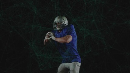 Poster - In school, animation showing American football player in action over digital network