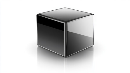 Poster - 3d glass cube box vector isolated on transparent background. Crear black and white realistic geometric block with reflection. Glossy acrylic object design polygon set. Glassy futuristic art icon