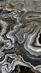 Poster - Elegant agate countertop features striking black and white patterns in a contemporary kitchen setting, highlighting nature's artistry