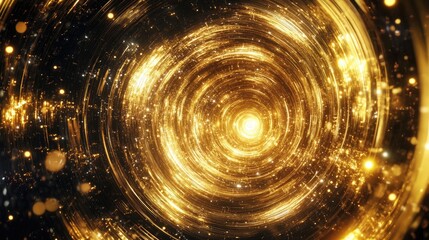 Poster - A radiant, swirling gold vortex with metallic reflections, creating a luxurious and futuristic digital art experience