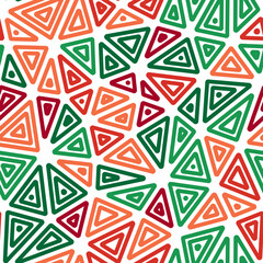 Poster - Geometric background with large triangles in multiple colors. Repeated inner triangles form a seamless vector illustration.
